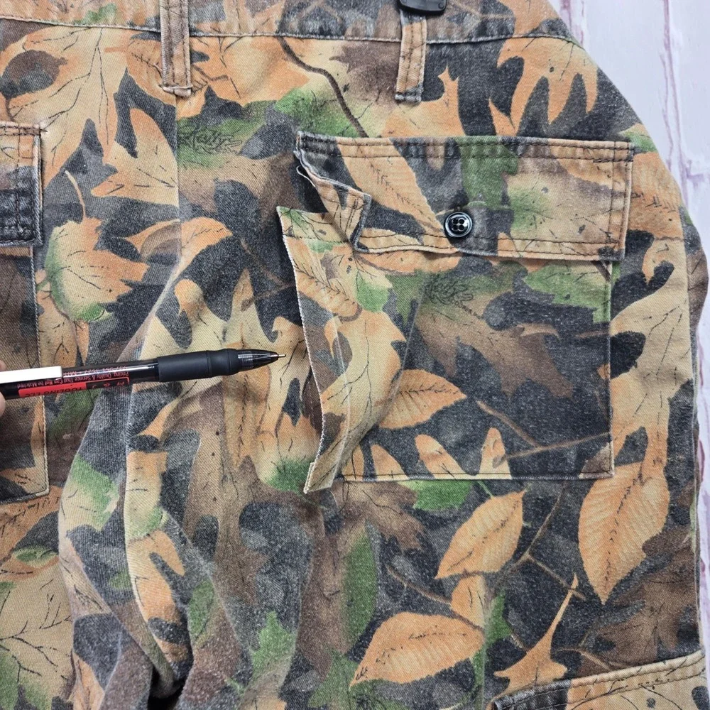 Vintage Kelly Kamo Tru-Leaf Camo Shirt Pants Set Hunting Utility Gear Mens XL